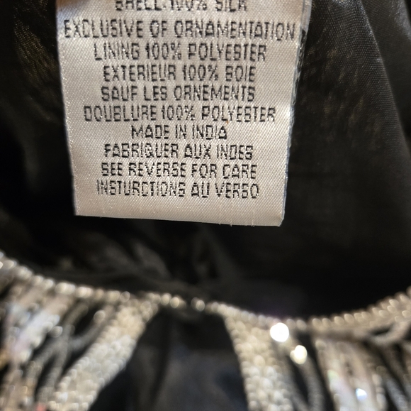 Vintage Papell Boutique Beaded Jacket XL , Silk Full Length Sleeve - Picture 7 of 8